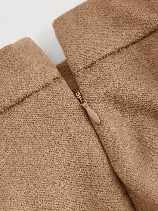 SHEIN MOD Falda A-Line marrón con remaches y flecos,