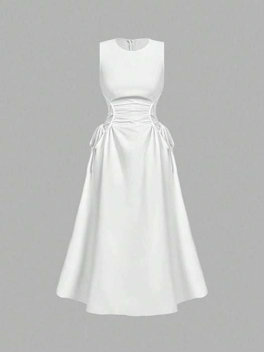 SHEIN MOD Vestido largo negro con detalle de fruncido lateral