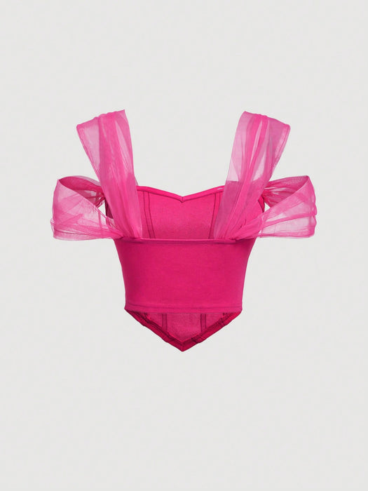 SHEIN MOD Top asimétrico con hombros descubiertos para mujer