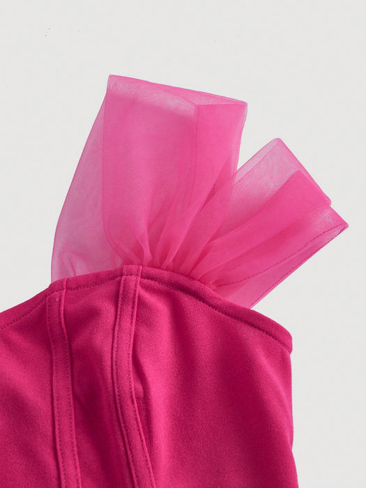 SHEIN MOD Top asimétrico con hombros descubiertos para mujer