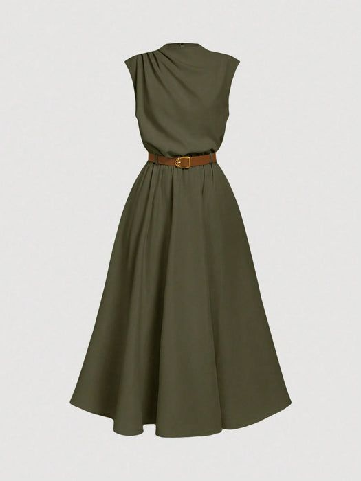 SHEIN MOD Vestido sin mangas de color liso para mujer con cinturón
