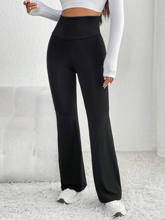 SHEIN PETITE Pantalón con espalda cruzada y pierna acampanada, para mujeres