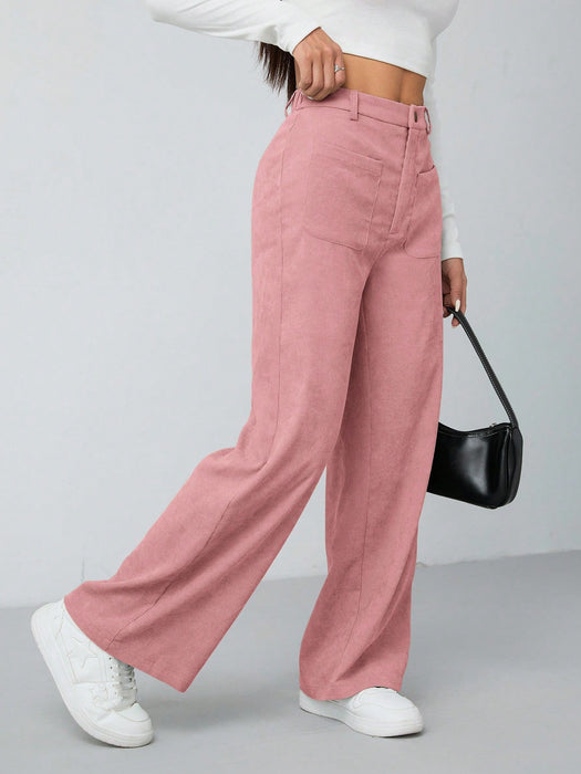 Pantalón recto con doble bolsillo en verde menta para mujer, para otoño e invierno