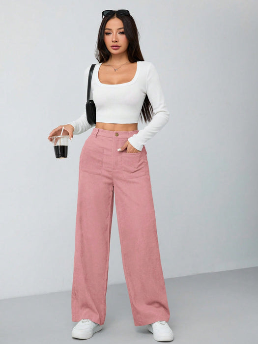 Pantalón recto con doble bolsillo en verde menta para mujer, para otoño e invierno