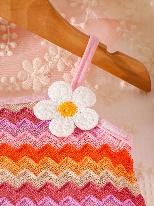 SHEIN Vestido y bolso de tirantes con estampado floral de moda casual para bebé