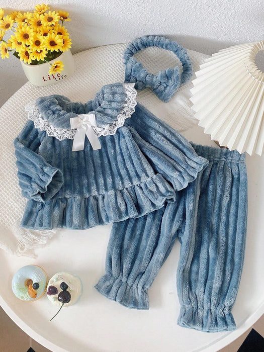 SHEIN Playful Pals Conjunto de 3 piezas para bebé niña con top de manga larga