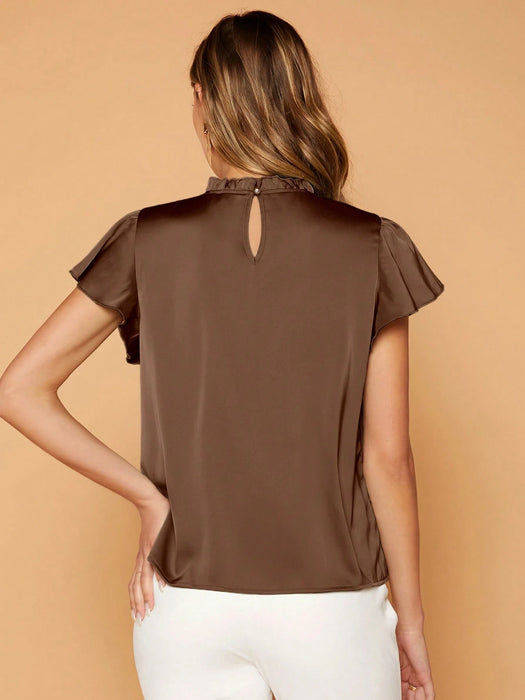SHEIN Privé Top de cuello alto de manga mariposa