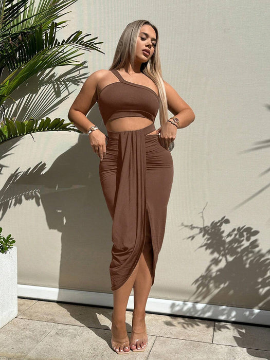 SHEIN SXY Falda Plisada Hueca Con Cintura Sólida Para Mujeres
