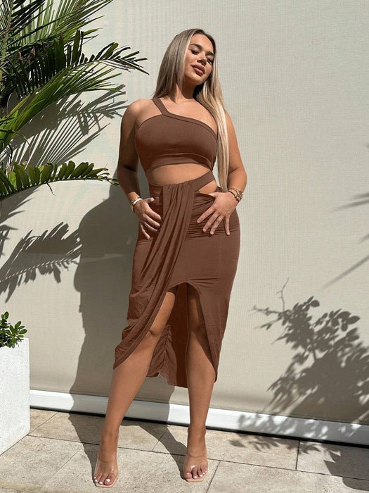 SHEIN SXY Falda Plisada Hueca Con Cintura Sólida Para Mujeres