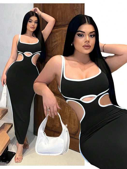 SHEIN SXY Vestido largo de verano para mujer de ajuste ceñido y diseño calado