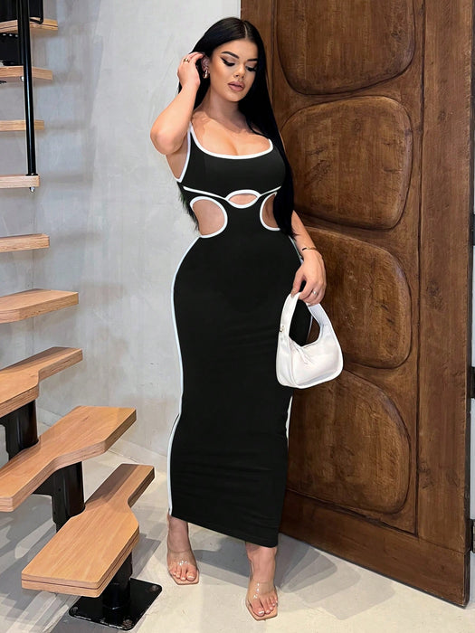 SHEIN SXY Vestido largo de verano para mujer de ajuste ceñido y diseño calado