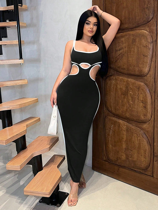 SHEIN SXY Vestido largo de verano para mujer de ajuste ceñido y diseño calado