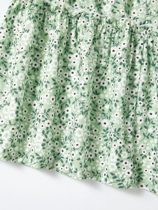 SHEIN Sparklyn Top con lazo y falda floral pequeña para preadolescentes