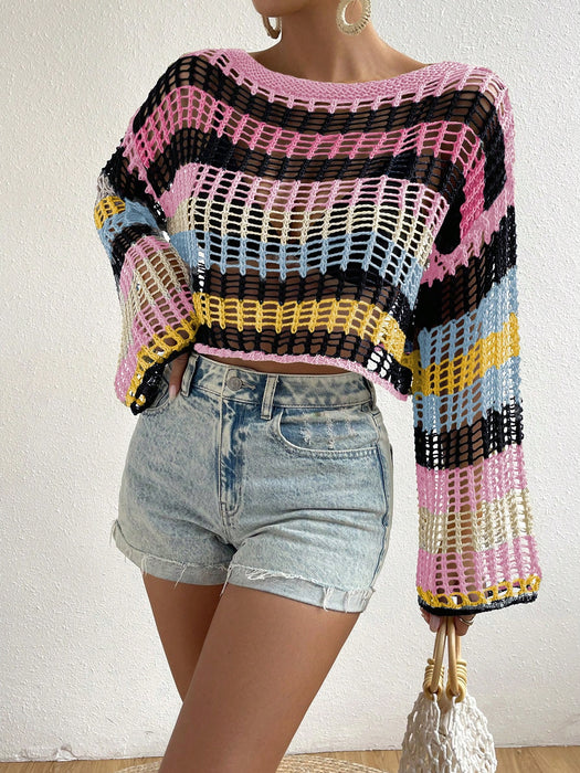 SHEIN Swim Pareo con hombros caídos y diseño calado, ideal para la playa en verano