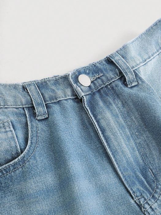 SHEIN Pantalones vaqueros informales de corte holgado estilo Y2K para adolescentes