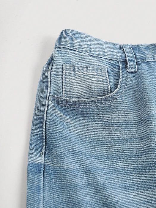 SHEIN Pantalones vaqueros informales de corte holgado estilo Y2K para adolescentes