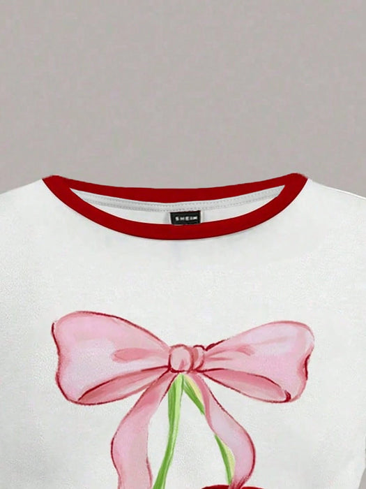 SHEIN Top corto de manga corta de cuello redondo ajustado