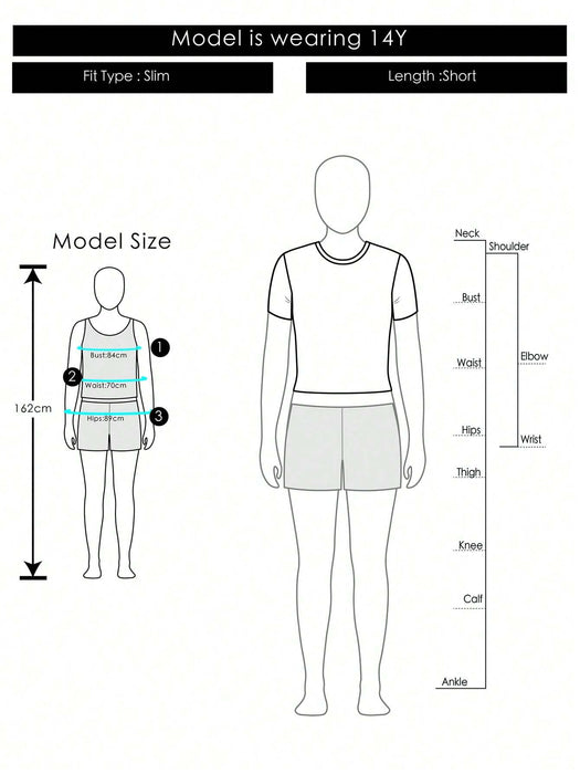 SHEIN Top corto de manga corta de cuello redondo ajustado
