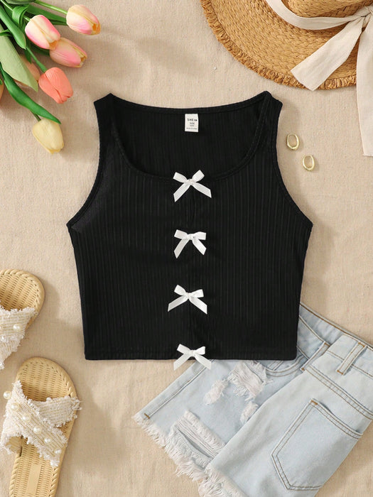 SHEIN Top de tirantes informal para niñas preadolescentes con decoración