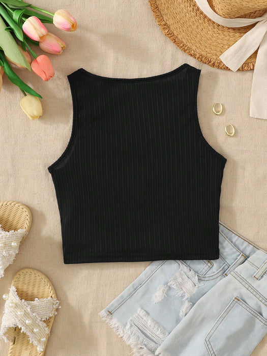 SHEIN Top de tirantes informal para niñas preadolescentes con decoración