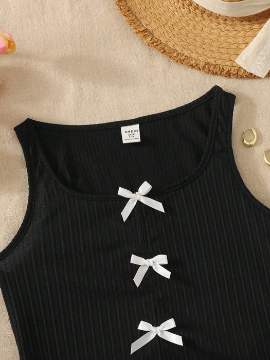 SHEIN Top de tirantes informal para niñas preadolescentes con decoración
