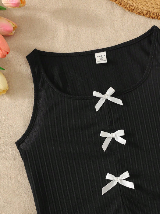 SHEIN Top de tirantes informal para niñas preadolescentes con decoración