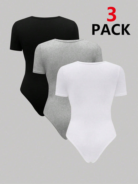 SHEIN Unity Body De Manga Corta Y Cuello Redondo De Color Sólido