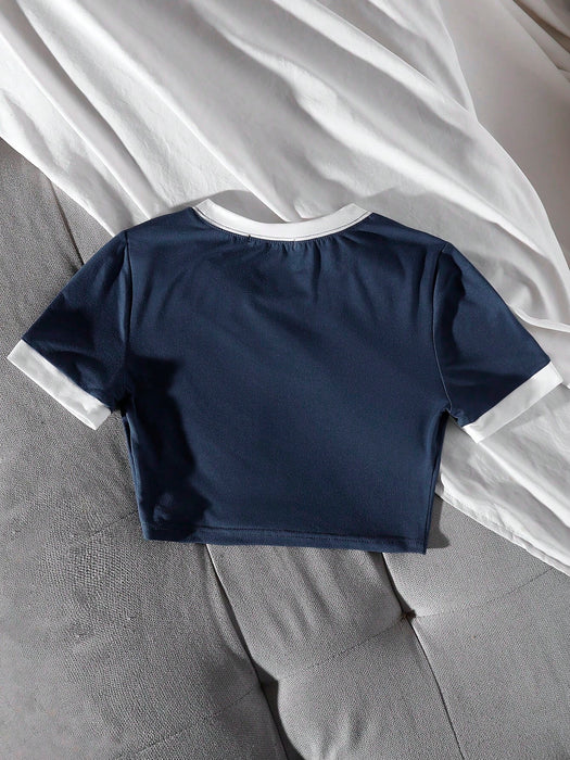 SHEIN Unity Camiseta Casual Vacation estampada con diseño de letras para mujer.
