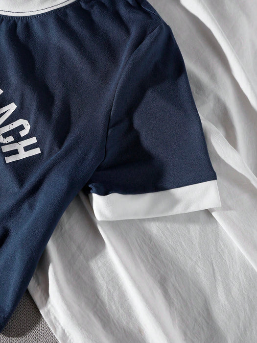 SHEIN Unity Camiseta Casual Vacation estampada con diseño de letras para mujer.