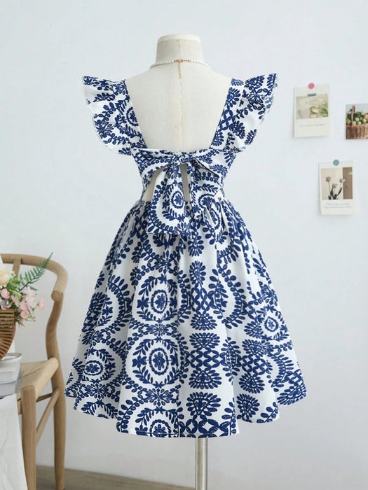 SHEIN Vestido mini para adolescentes de cuello cuadrado sin mangas
