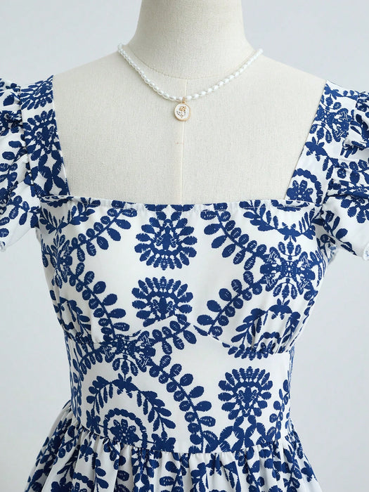 SHEIN Vestido mini para adolescentes de cuello cuadrado sin mangas