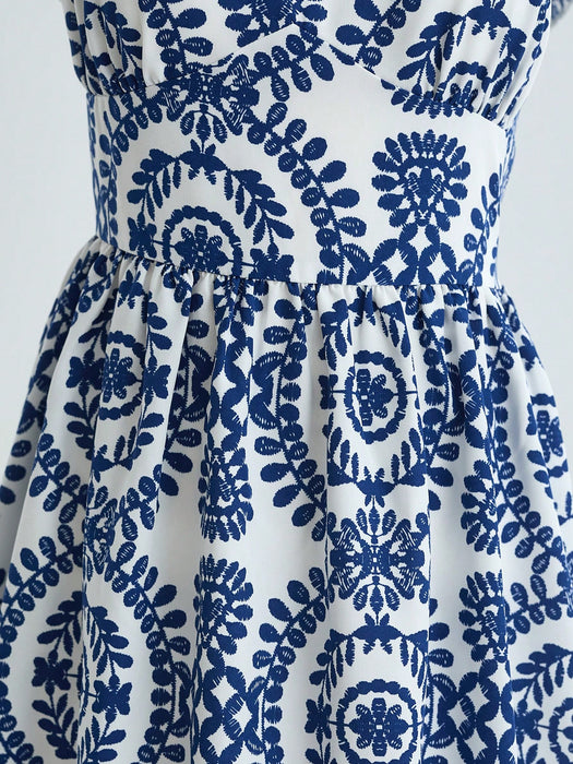 SHEIN Vestido mini para adolescentes de cuello cuadrado sin mangas