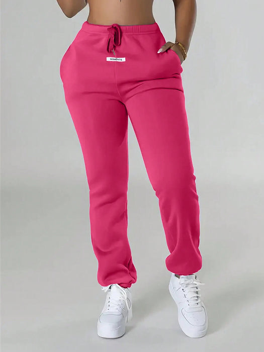 SHEIN Pantalones deportivos para mujer con cintura ajustable y detalles de parches