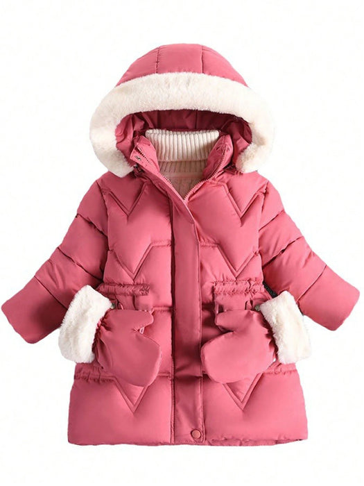 SHEIN Chaqueta infantil para niñas, abrigo grueso y elegante de largo medio con forro