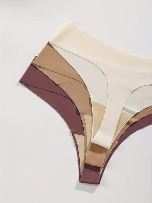 SHEIN SQPVEH Paquete de 7 bragas tanga sexys de color liso para mujer