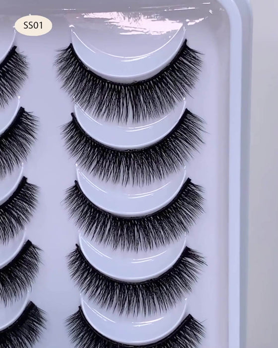 10 pares de pestañas postizas con cerdas naturales