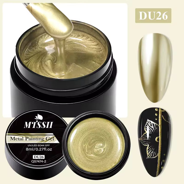 Esmalte de uñas en gel metálico de 5 ml con efecto espejo dorado