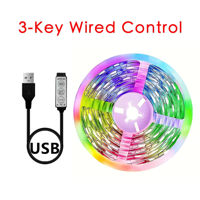 Tira de luces LED con control por aplicación, cinta RGB con Bluetooth e infrarrojos para dormitorio, 4m