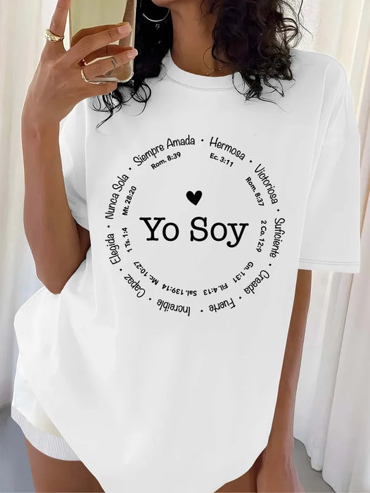 Camisetas con texto inspirador en español, suaves y cómodas, camisetas gráficas para mujer