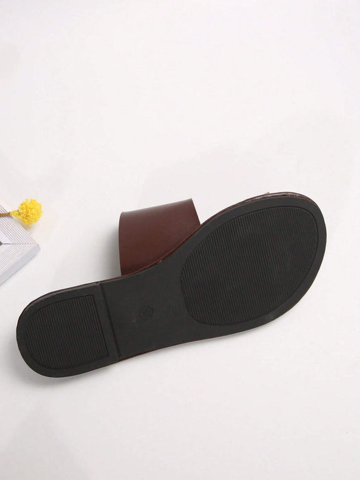 Sandalias planas con tira en los dedos para mujer