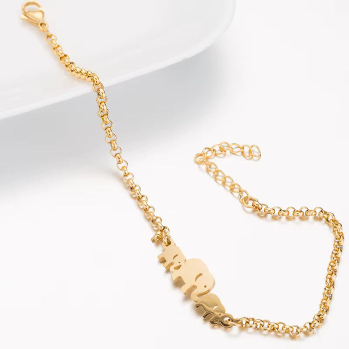 1 pulsera de elefante joyería Simple y encantadora, de acero inoxidable