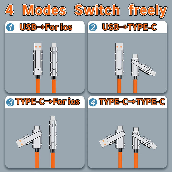 Cable USB-C a USB-C 2 en 2, carga rápida de 66 W, USB-C a USB-C a Lightning