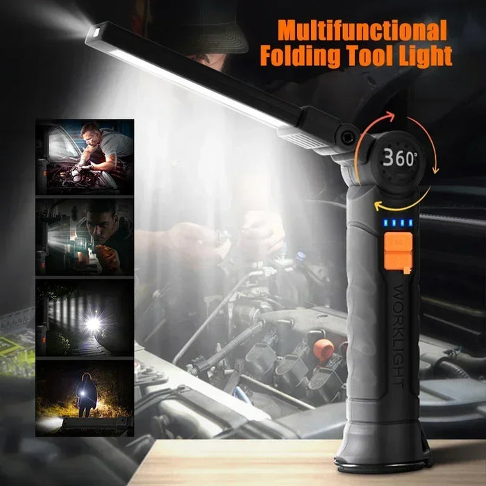 Linterna LED COB portátil recargable por USB, luz de trabajo