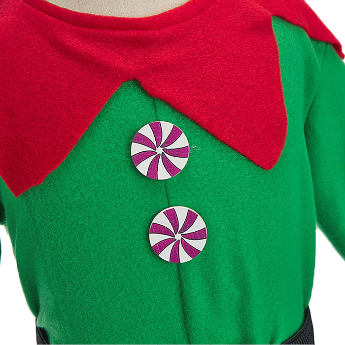 Disfraz de elfo para Navidad, top verde y rojo, pantalones