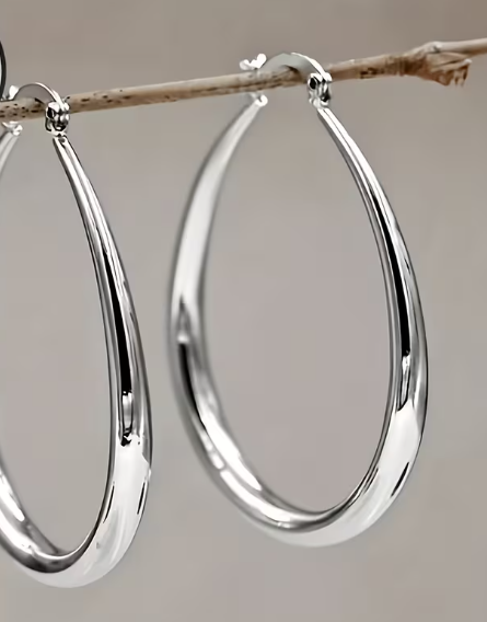 Pendientes de aro lisos, simples y elegantes