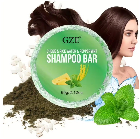 Jabón sólido de champú GZE Chebe, menta para espesar y fortalecer el cabello