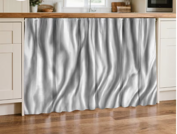 Cortina corta decorativa 1 pieza gris hecha de poliéster