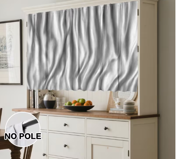 Cortina corta decorativa 1 pieza gris hecha de poliéster