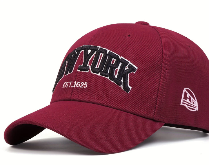 1 Gorra de béisbol unisex con bordado de letras de Nueva York