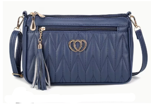 Bolso de hombro elegante, cruzado acolchado con detalle de corazón